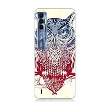 Tecno Spark 7 Pro Uyumlu Silikon Kılıf Mistik Tribal Baykuş