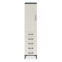 Hyperion Dolap Tek Raflı 5 Çekmeceli Tek Askılı 44x44x195 Antrasit-aytaşı Antrasit