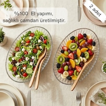 Selen Concept Riva Model El Yapımı Cam Salata Kasesi ve Meyvelik 2'li Set
