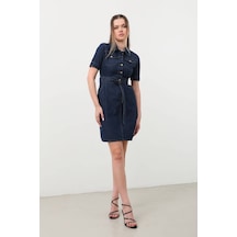 Banny Jeans Kemer Detaylı Jean Elbise 001