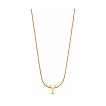Bilfa Gold Kaplama Y Harfi Yılan Zincir Kadın Kolye - Minimalist Harf Kolye Altın