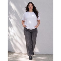Lcw Curve Gri Beli Lastikli Straight Fit Kadın Jean Pantolon