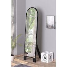 Siyah 150x43 Cm Ayaklı Tek Kubbeli Salon Antre Çocuk Odası Banyo Wc Yatak Odası Boy Aynası Siyah