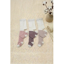 Cocole Socks Kız Bebek Külotlu Çorabı 3'lü Set Pamuklu Zigzag 0-24 Ay Çok Renkli