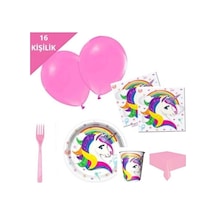 16 Kişilik Unicorn Tabak Bardak Doğum Günü Seti