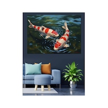 Su İçinde Yüzen Koi Balıkları Yağlı Boya Dokulu Kanvas Tablo Canvas Tablosu