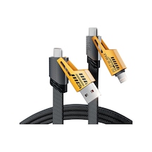 Vkemall 65w Metal Mekanik 4-ü-1 Hızlı Şarj Kablosu, Nilon Örgü, İos/type-c Uyumlu, Araçta Kullanım, 1 Metre Kutulu