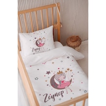 %100 Pamuk Saten Isme Özel Isimli 100x150 Bebek Yatak Nevresim Seti Prenses