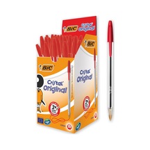 Bic Cristal Medium Tükenmez Kalem Kırmızı 50'li Kutu, 1.0 Mm Orta Çok Renkli