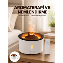 Alev Efektli Aromaterapi Difüzörü 360 Ml Su Hazneli Sessiz Ve Zaman Ayarlı Yeni Nesil