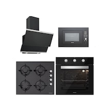 Silverline BO6503B01 - CS5349B01 - 3420 Classy 60 - MW9018B01 Siyah Cam Ankastre Set