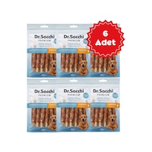 Dr. Sacchi Tavuk Sargılı İnek Derisi Sütlü Burgu Kemik Köpek Ödülü 100gr 6 Adet