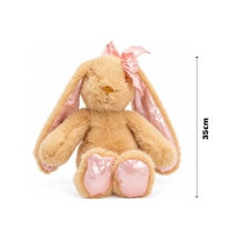 Pembe Fiyonklu Süt Kahve Peluş Tavşan 35 Cm Çok Renkli