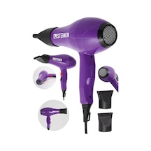 Tr Alman 3600 Watt Profesyonel Saç Kurutma Makinesi Fön Makinesi Ac Motor Ms-9001 Mor + 2 Adet Başlık