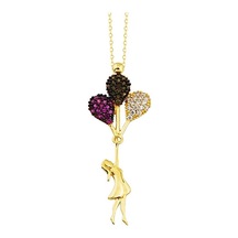 Baloncu Kız Altın Kolye 14K Gold Zirconia