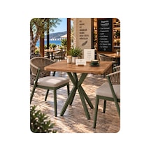 Kalınlaştırmalı Mutfak Cafe Balkon Bahçe Restoran Yemek Masası 70x70 Yeşil Çam Kare Çam Çam