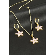 Zenviac456 Papatya Taşlı Set Kolye Zenviac45678 Pembe