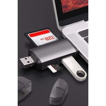 Pratik Kullanım Küçük Boy Card Reader 3in1 Usb Type-c Mini Usb Çevirici Card Reader Tak Çalıştır