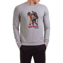 Spice Girls Baskılı Gri Erkek Örme Sweatshirt