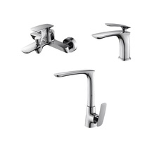 Newarc Slim 121511-121521-121531 Banyo Lavabo Evye Batarya Set Krom