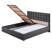 Venedik İkili Set, Venedik Çift Kişilik Baza Başlık Seti Antrasit 180 x 200