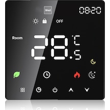 Siyah Akıllı Isıtma Kontrol Cihazı: Ip20 16a, Manuel/otomatik Mod, Dokunmatik Renkli Lcd Ekran, Haftalık Programlama, Çocuk Kilidi