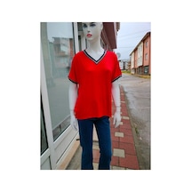 Çınar Boutique Ribana Detaylı Kırmızı Tişört Kırmızı Kırmızı