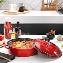 Schafer Guss Chef Döküm Basık Tencere 28 Cm Kırmızı