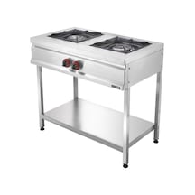 Cej23 L Ayaklı Taban Raflı Lokanta Ocağı, 2 Gözlü, Doğalgazlı