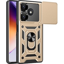 Xiaomi Redmi 13 4g Uyumlu Kılıf Pars Lens Yüzüklü Silikon - Gold