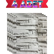 4 Adet 70cmx77cm Kendinden Yapışkanlı Krem-gri Duvar Paneli Kağıdı Sticker Ofis Salon Otel Nw112 Gri - Vizon