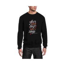 Charles Bukowski Shes Mad But She Baskılı Siyah Erkek Sweatshirt