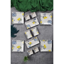 Piatti Naturali 12 Parça 4 Kişilik Limon Kahvaltı Takımı Handmade Sunum Set Çok Renkli
