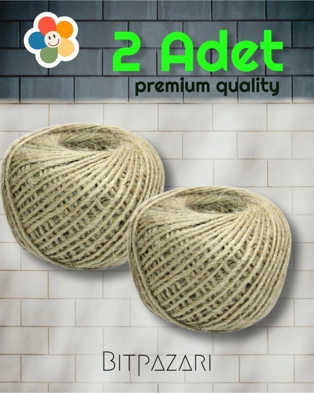 2 Adet Hasır Jüt Ip 100 Gr Keten Ipi, Hasır Ip, Halat Ip, Çuval Ip Süsleme Ipi Jüt Ipi