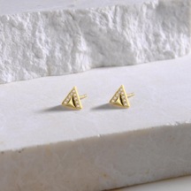 Goldkupe 14 Ayar Altın Üçgen Taşlı Küpe 0,92 Gr-4287
