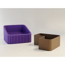 3d Baskı Fıstık Kasesi - Çift Hazneli Kabuk Ayırıcı Sunum Kasesi - Mor Kahverengi