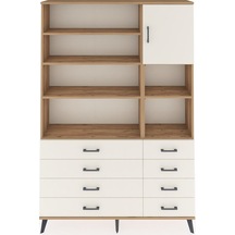 Arges Dolap 8 Raflı 8 Çekmeceli Tek Kapaklı 132x30x195 Çam-a... Çam