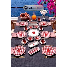 Pink Heart 21 Parça 6 Kişilik Kahvaltı Takımı Diğer