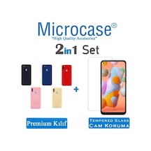 Samsung Galaxy Uyumlu A11 Premium Matte Silikon Kilif + Tempered Cam 428307534