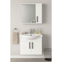 Dmz Home Concept Lacrime 65 Cm Beyaz Renkli Mdf, Oval Seramik Lav Beyaz