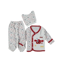Furkanbaby Kırmızı 3 Lü Kendinden Eldivenli Takım Seti Kırmızı