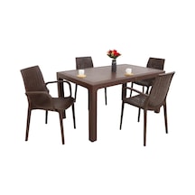 Depootoptan Mandella Elit Rattan 90 x 150 CM 4 Kişilik Nirvana Koltuk Masa Takımı Kahverengi