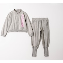 Kız Çocuk Paça Ribana Model Fermuarlı Eşofman Takımı 001