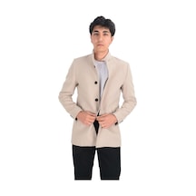 Cengiz İnler Cengiz Inler Dik Yaka Düğmeli Erkek Kaşe Kaban 001