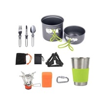 Pazly 1-2 Kişilik Kamp Pişirme Seti, Taşınabilir Tencere Ve Yemek Takımı Çok Renkli