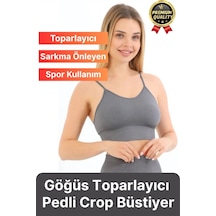 Svein Göğüs Toparlayıcı Sarkma Önleyen Gündelik Spor Kullanım İnce İp Askılı Pedli Çizgili Crop Büstiyer Gri Svein Göğüs Toparlayıcı Sarkma Önleyen Gündelik Spor Kullanım İnce İp Askılı Pedli Çizgili Crop Büstiyer Gri