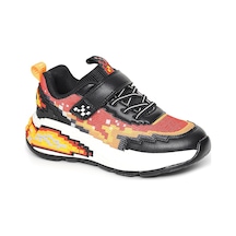 Pepino 2216 Cırt Cırtlı Erkek Çocuk Sneaker - Alev Desenli, Saydam Dalgalı Tabanlı Ve Nefes Alan Havalı Spor Ayakkabı 26y Siyah-kırmızı-sarı