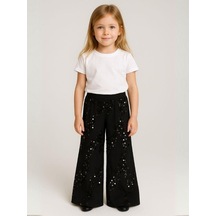 Zekids Kız Çocuk Pul Payet Pantolon-16148 Siyah