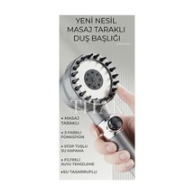 Yeni Nesil Masajlı Filtreli Stop Tuşlu 3 Fonksiyonlu Su Tasarruflu Basınçlı Duş Başlığı Karışık