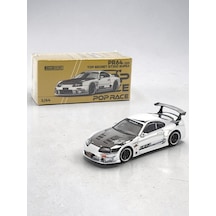 Pop Race Pr64 Toyota Supra Top Secret Gt300 White Chrome 1:64 Diecast Model Araba Sarı